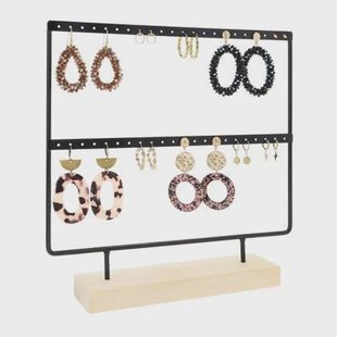 LYVION Oorbellenrekje - Groot - hout en metaal - Bruin en zwart