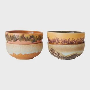 HKliving 70&apos;s Ceramics Kommetjes Ø 8,3 cm - Set van 4 - Marine