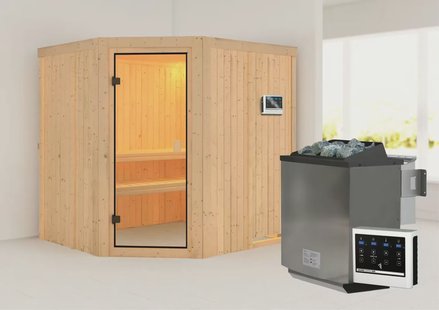 Karibu | Bodo Sauna | Biokachel 9 kW Externe Bediening