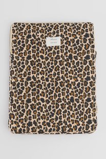 Bruine laptophoes met leopard print