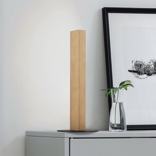 TK Lighting LED-houten tafellamp Teo, beuken, 42 cm, touchdimmer