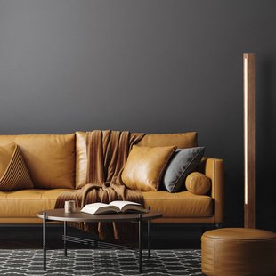 TK Lighting LED-houten staande lamp Teo, walnoot, 120 cm, touchdimmer