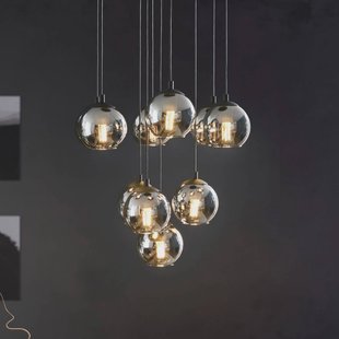 EGLO Hanglamp Ariscani, zwart, Ø 65 cm, staal/glas, 10-lamps.