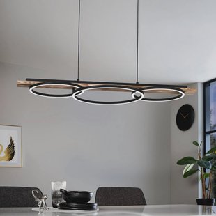 EGLO Boyal LED hanglamp, bruin, lengte 101 cm, hout, 3-lamps.