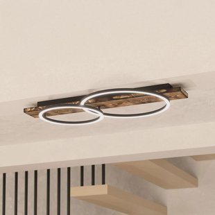 EGLO LED plafondlamp Boyal, bruin, lengte 78 cm, hout, 2-lamps.