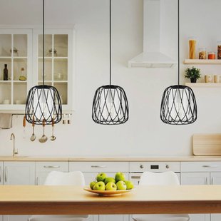 EGLO Hanglamp Floresta, zwart, lengte 89 cm, staal/glas, 3-lamps