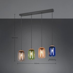 Trio Lighting Hanglamp kurk, meerkleurig, lengte 90 cm, 4-lamps glas/kurk