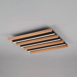 Trio Lighting LED plafondlamp Fontana, 46 x 30 cm hout/zwart hout/metaal