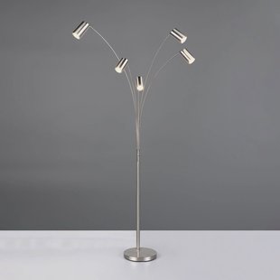 Trio Lighting Marley vloerlamp, nikkel, hoogte 200 cm, 5-lamps, metaal