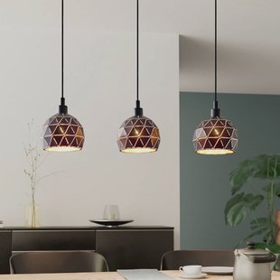 EGLO Hanglamp Roccaforte, zwart/goud, metaal, 75 cm lang, E14