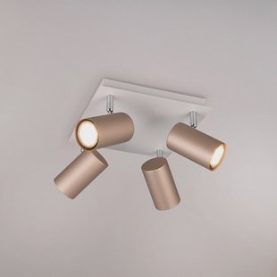 Trio Lighting Marley plafondspot bruin/lichtgrijs 24 x 24 cm 4-lamps metaal