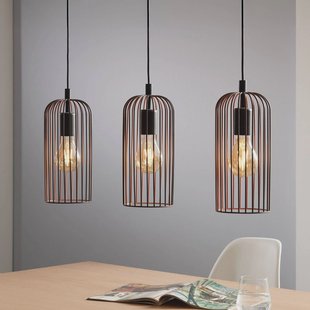 EGLO Hanglamp Roccamena, zwart/koper-kleurig, lengte 71 cm