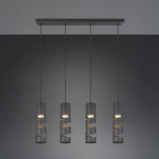 Trio Lighting Stream hanglamp, zwart Lengte 80 cm 4-lamps metaal GU10