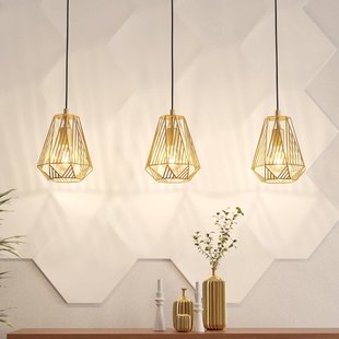 EGLO Stype hanglamp, goudkleurig, lengte 96 cm, staal, 3-lamps.