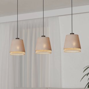 EGLO Hanglamp Tabley, kleur zwart/naturel, 89 cm, stof, 3-lamps.