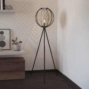 EGLO Vloerlamp Waverton, zwart/wit, hoogte 143 cm, staal/stof