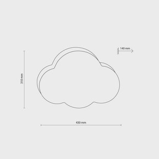 TK Lighting Plafondlamp Cloud, blauw, 43 cm lang, textiel, wolk, E27