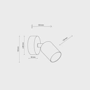 TK Lighting Wandspot Livia, grijs, 13 cm, metaal, verstelbaar, GU10