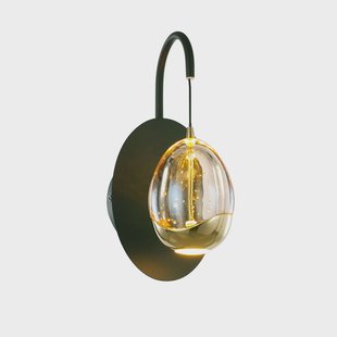 HighLight Golden Egg wandlamp, zwart/oranje, hoogte 28 cm, metaal/glas