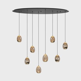 HighLight Hanglamp Golden Egg, amber/goud, lengte 100 cm, 8-lamps glas