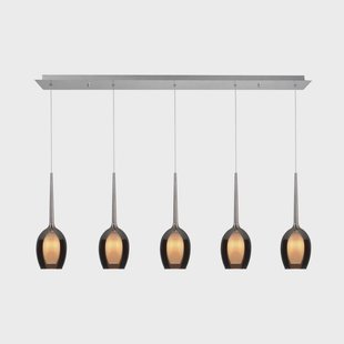 HighLight Hanglamp Belle, rookgrijs/nikkel, lengte 110 cm 5-lamps glas