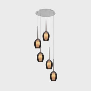 HighLight Belle hanglamp, rookgrijs/nikkel, Ø 33 cm, 5-lamps, glas