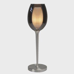 HighLight Belle tafellamp, rookgrijs/nikkel, hoogte 40 cm, glas