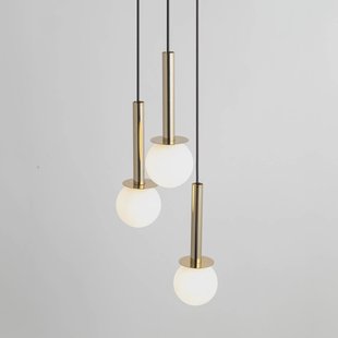 SIGMA Hanglamp Daisy, 3-lamps, goud/wit/zwart, glas