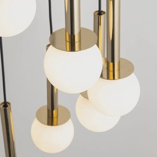 SIGMA Hanglamp Daisy, 5-lamps, goud/wit/zwart, glas