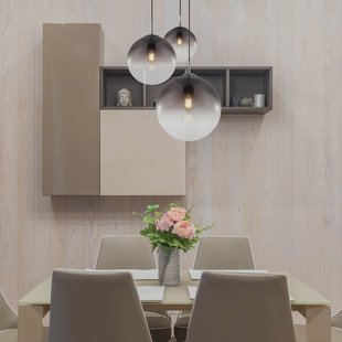 Globo Varus hanglamp, rookgrijs, Ø 51 cm, glas, 3-lamps.