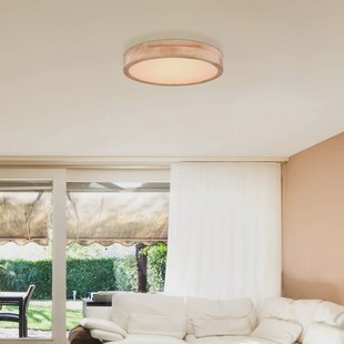 Globo Rainer LED plafondlamp, Ø 40 cm, houteffect, metaal, CCT