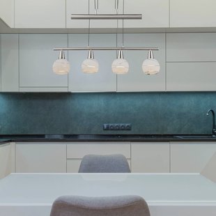 Globo Hanglamp Elliott, lengte 60 cm, mat nikkel, metaal/glas