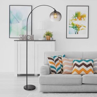 Globo Vloerlamp Newcastle, hoogte 196 cm, zwart mat/rookgrijs