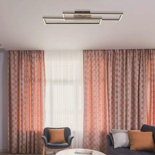 Globo Dakari LED plafondlamp, lengte 80 cm, zwart/donker hout