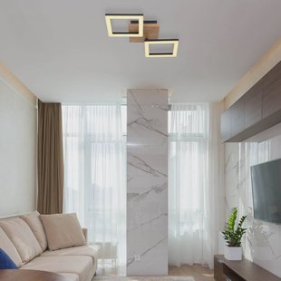 Globo Kerry LED plafondlamp, lengte 46 cm, zwart/donkerbruin