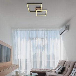 Globo Bossy LED plafondlamp, lengte 53, zwart/donker hout, hout