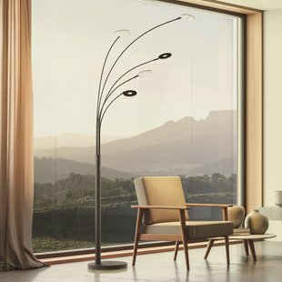 FISCHER & HONSEL LED vloerlamp Dent, zwart, 225 cm, metaal, CCT, 5-lamps.