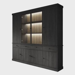 Meubella Buffetkast Vince 4 - Zwart eiken - 240 cm Meubella Buffetkast Vince 4 - Zwart eiken - 240 cm