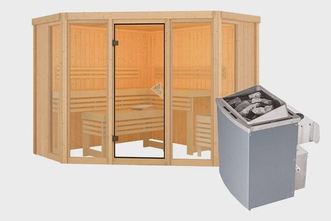 Karibu | Alcinda 2 Sauna | Kachel 9 kW Geïntegreerde Bediening