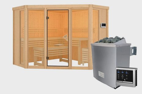 Karibu | Alcinda 2 Sauna | Kachel 9 kW Externe Bediening