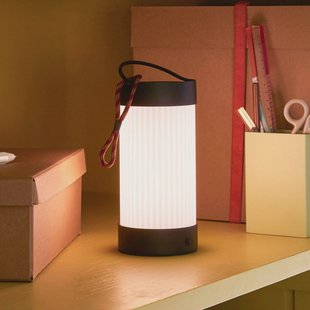 Hübsch LED tafellamp Camp zwart, glas, ijzer, IP44