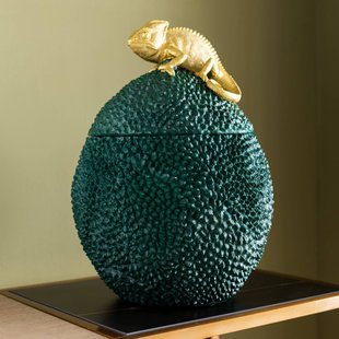 KARE decoratieve doos Kameleon, hoogte 34 cm, donkergroen, goud