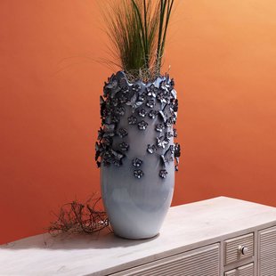 KARE Vlinders vaas, lichtblauw, hoogte 50 cm, steengoed