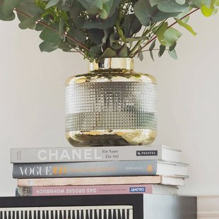 KARE Vaas LA Noble, hoogte 18 cm, glas, goud/helder, handgemaakt