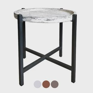 SVJ Bijzettafel Rond - 46 x 46 x 45 cm - Metaal - Zwart|Grijs SVJ Bijzettafel Rond - 46 x 46 x 45 cm - Metaal - Zwart|Grijs