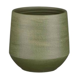 Mica Decorations Plantenpot - groen relief - terracotta - 19x18cm Mica Decorations Plantenpot - groen relief - terracotta - 19x18cm