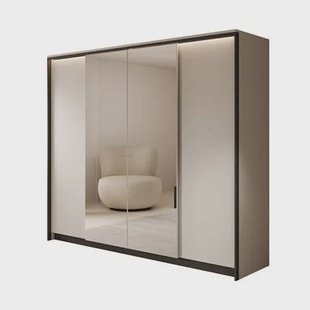 Meubella - Kledingkast Genesis - Grijs - 250 cm - Met spiegel