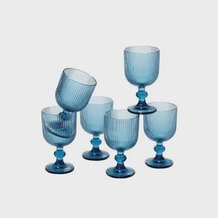 Mica Decorations Merlot Wijnglas - Set van 6 - 250 ml - Blauw