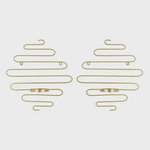 Mauro Ferretti Alid Set van 2 wandkandelaars in goud metaal