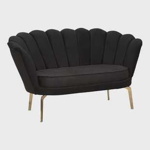Mauro Ferretti Vienna Sofa van zwarte stof met gouden poten Mauro Ferretti Vienna Sofa van zwarte stof met gouden poten